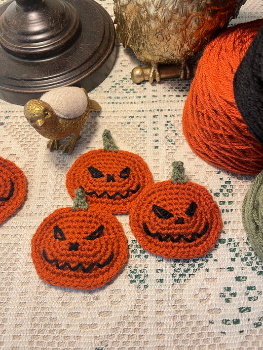 Halloween Pumpkin Face Crochet Hair Clip